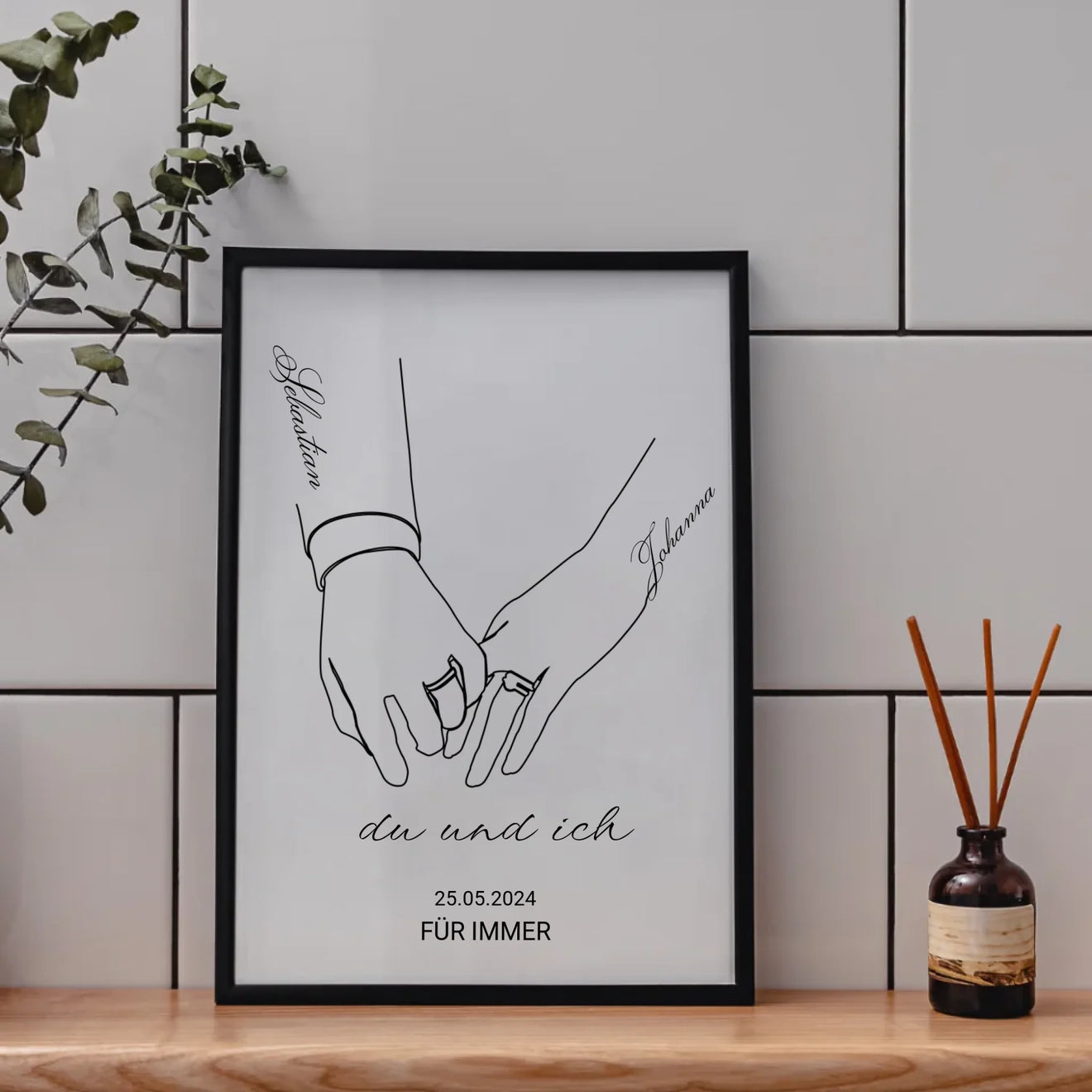 Minimalistisches Du und Ich Poster mit Handzeichnung