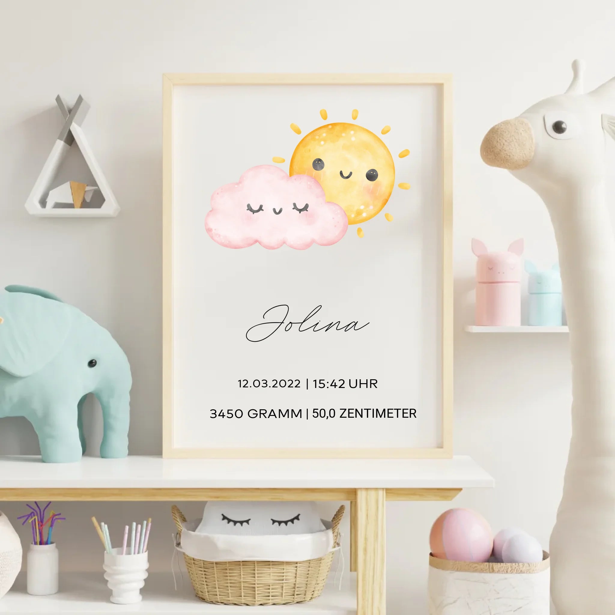 Detailansicht personalisiertes Babyposter von Geschenkfabrik24