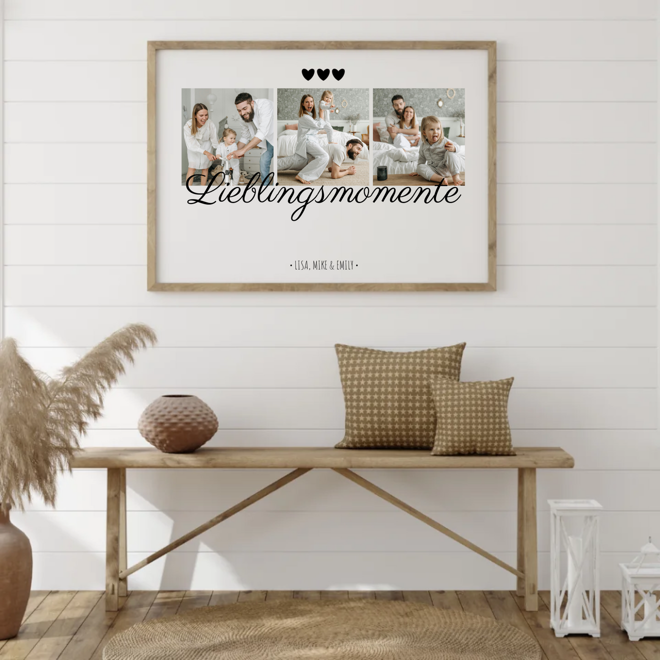 Fotocollage-Poster 'Lieblingsmomente' mit drei persönlichen Fotos