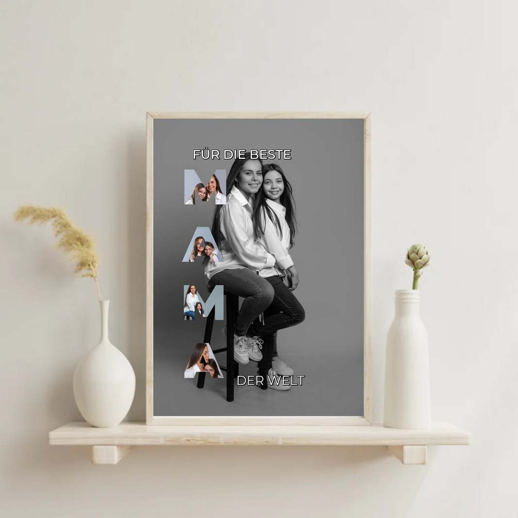 Personalisiertes Fotocollage-Poster „Für die beste Mama der Welt“ von Geschenkfabrik24