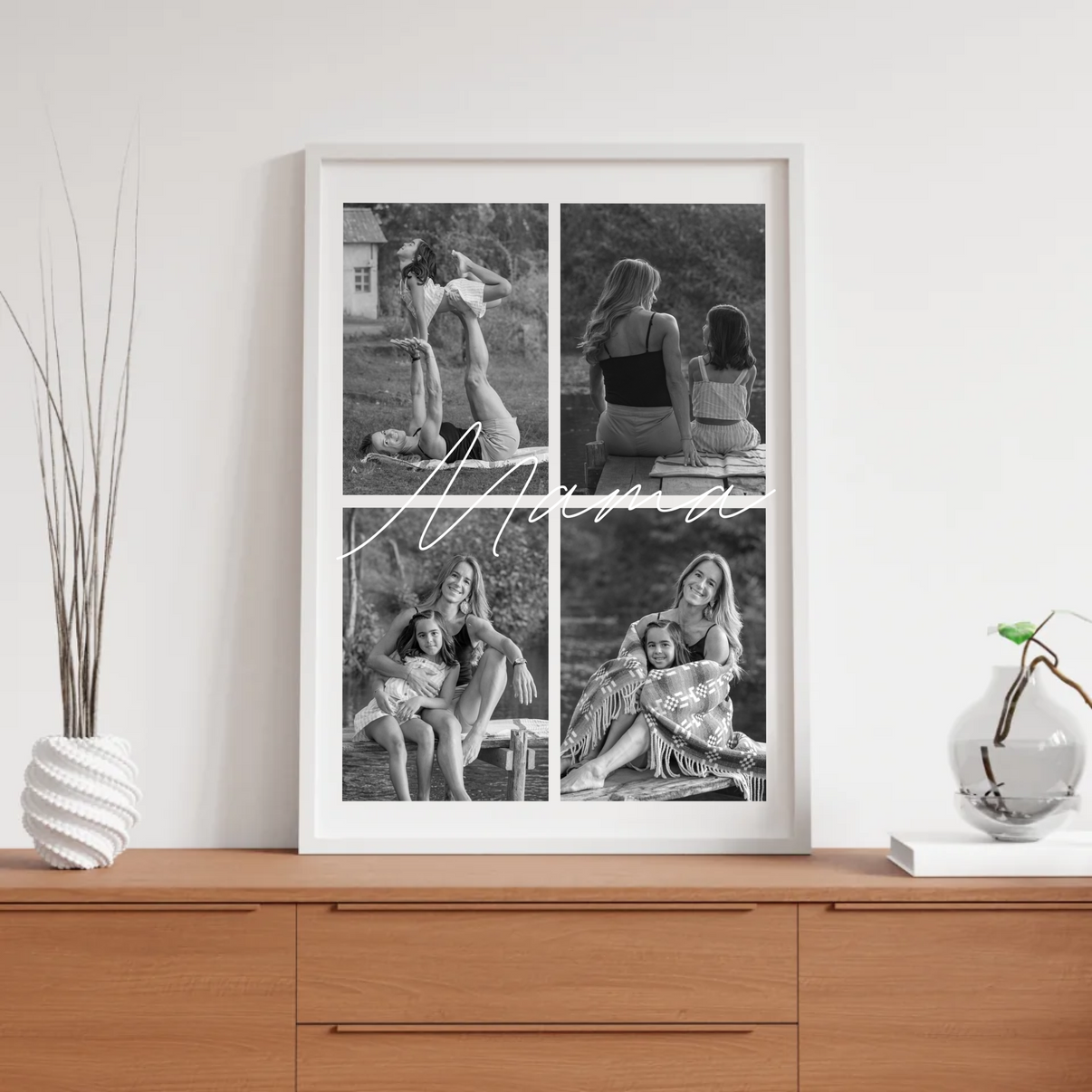 Vier-Bild Fotocollage im schicken Rahmen für Mama