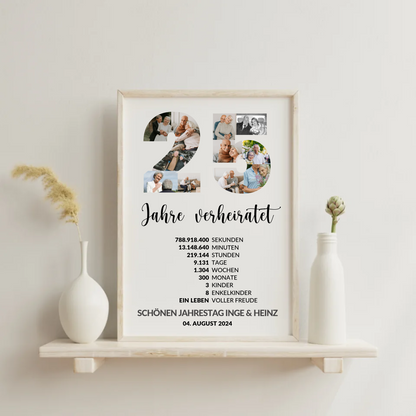 Poster mit Fotocollage in Zahlenform zum 25. Hochzeitstag