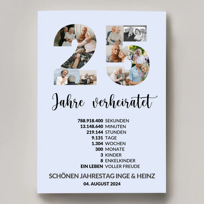 Poster 25 Jahre verheiratet mit Datum und Kinderzahl