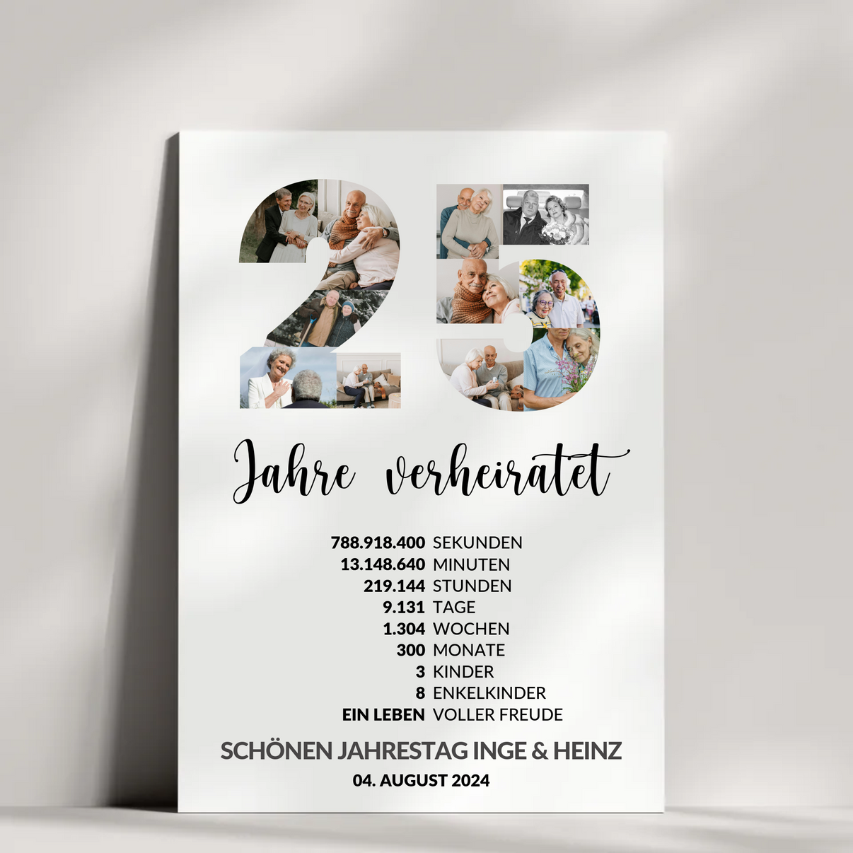 Detailansicht personalisierbares Jubiläumsposter mit Familienfotos