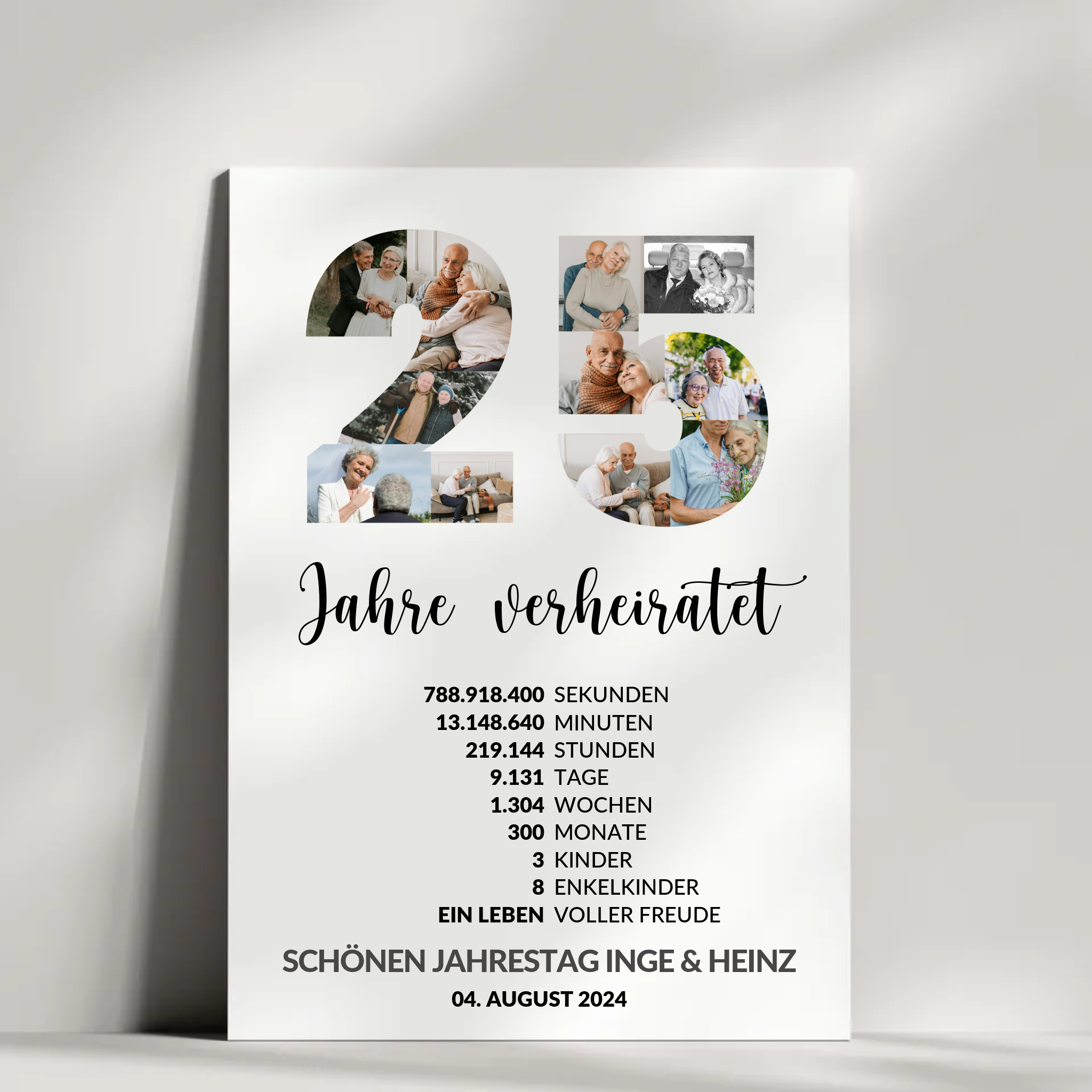 Detailansicht personalisierbares Jubiläumsposter mit Familienfotos