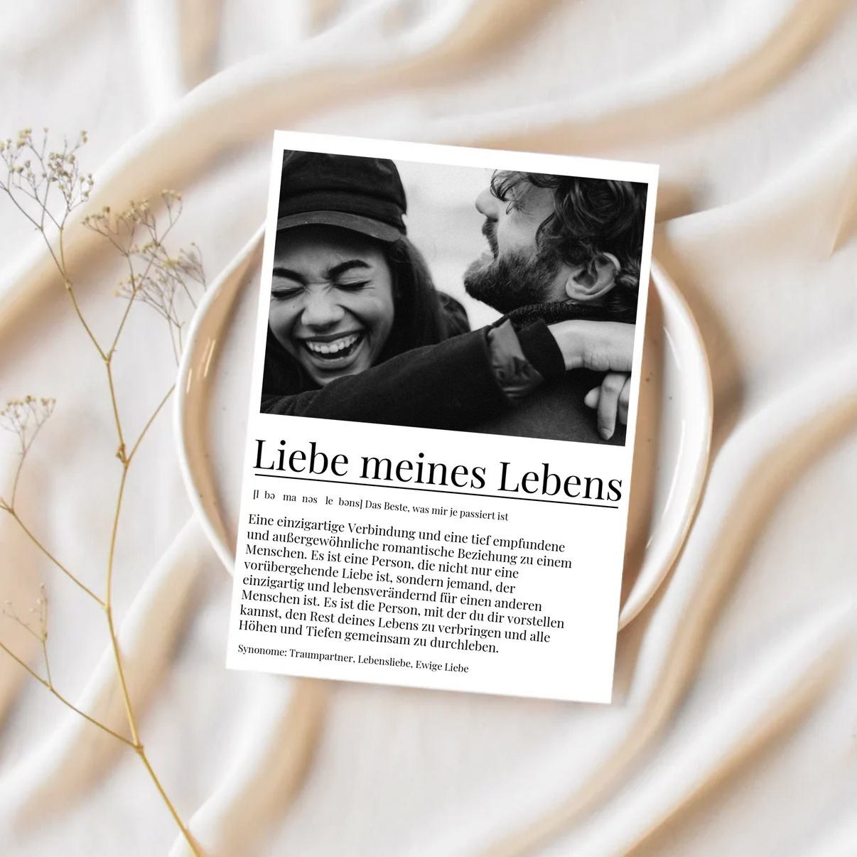 Schwarz-weiß Foto eines Paares auf personalisiertem Poster von Geschenkfabrik24