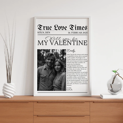 Personalisiertes Zeitungs-Poster „True Love Times“