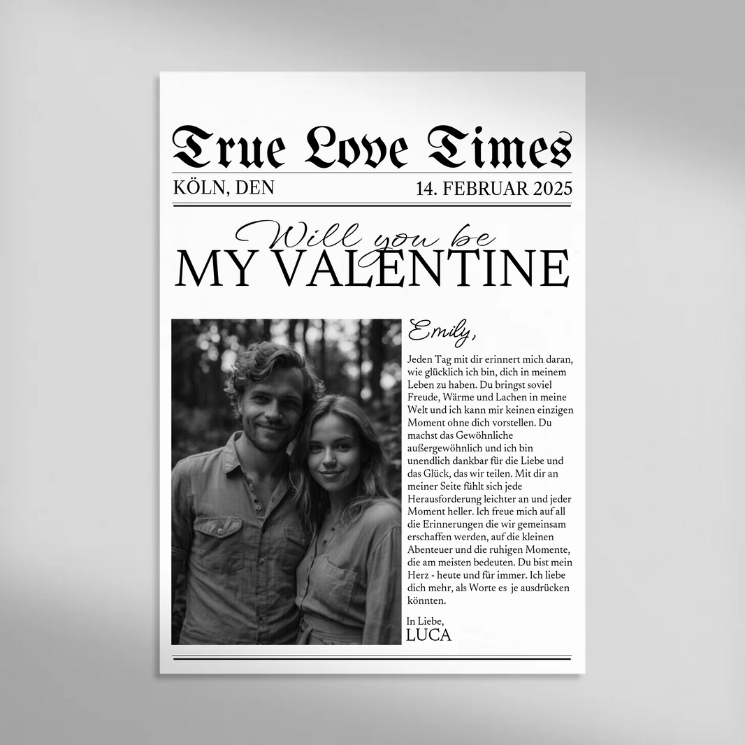 Personalisiertes Zeitungs-Poster „True Love Times“