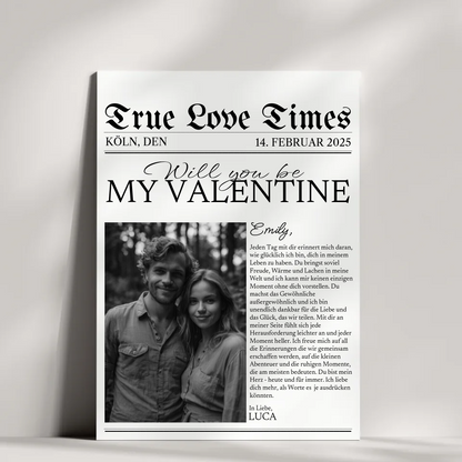 Personalisiertes Zeitungs-Poster „True Love Times“