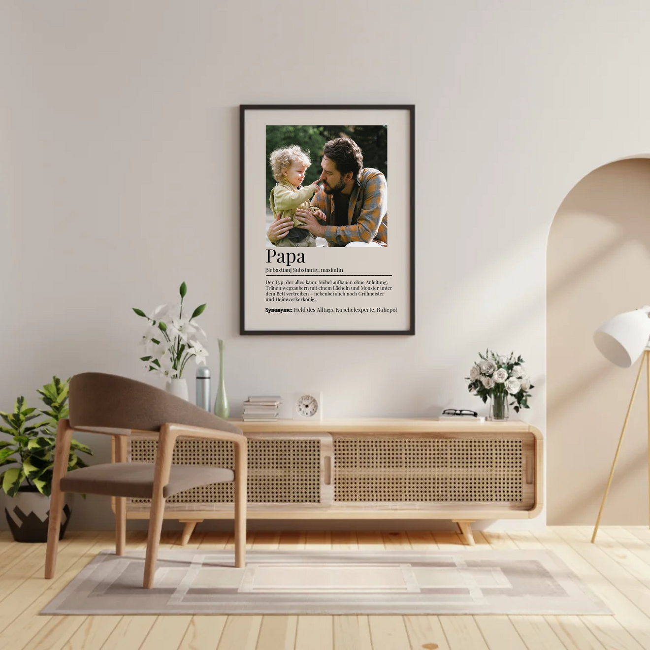 Fotorealistische Vorschau des personalisierten Definition-Posters als Vatertagsgeschenk