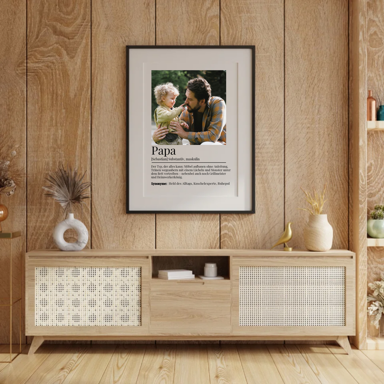 Definition-Poster für Papa mit persönlichem Foto auf hellem Hintergrund