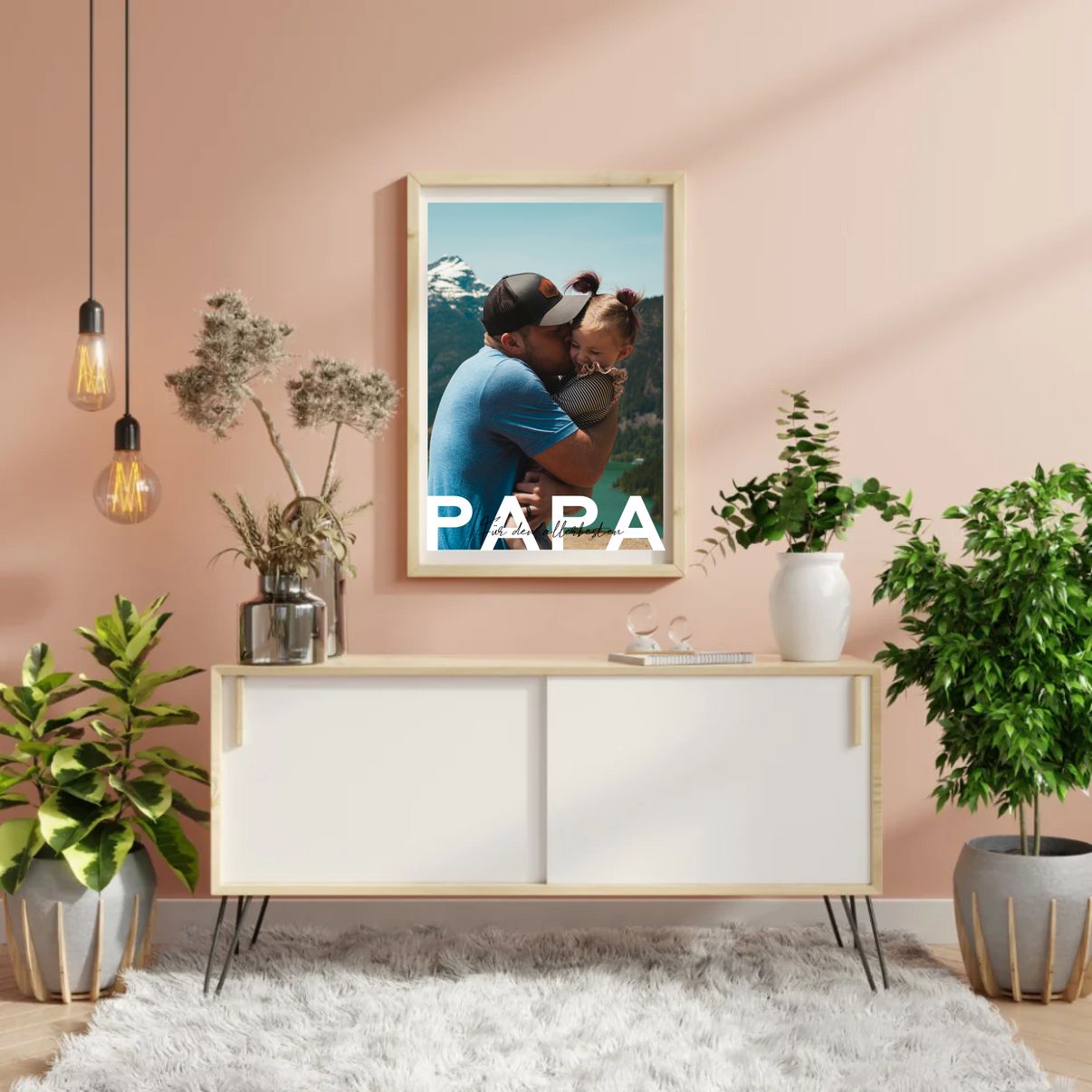 Gerahmtes personalisiertes Fotoposter für Papa mit herzlicher Szene