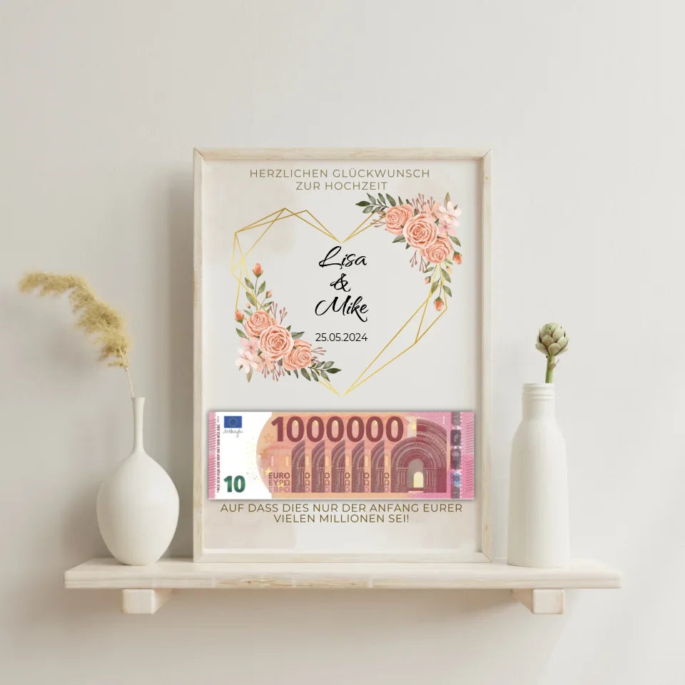 Elegantes Money-Gift-Poster mit personalisierbarem Datum und Namen