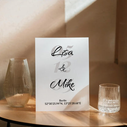 Personalisiertes Geschenk für Paare mit Ortskoordinaten