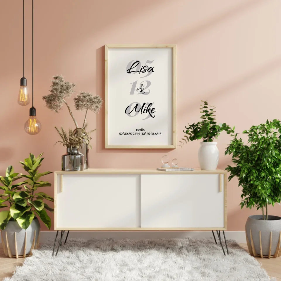 Digitales Download-Beispiel eines Koordinatenposters