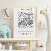 Modernes Poster 'Zuhause' für Familie – personalisierbar bei Geschenkfabrik24