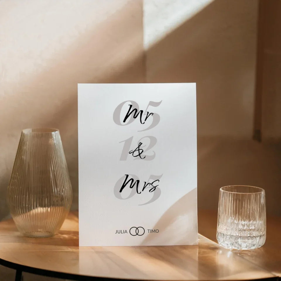 Wohnzimmer-Deko mit individuellem Hochzeitsdruck von Geschenkfabrik24