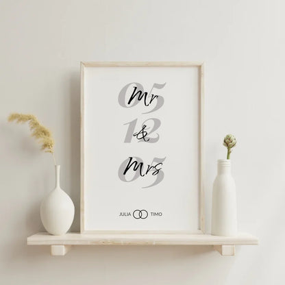 Poster Design mit geschwungenem Mr & Mrs Schriftzug