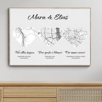 Stilvolles Poster Herzkarte Trio als romantisches Paargeschenk