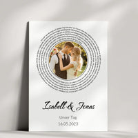 Romantisches Hochzeitsgeschenk als Songtext-Poster mit Brautpaar-Foto