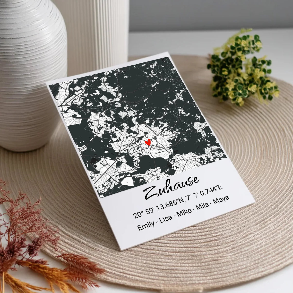 Map-Poster mit persönlicher Widmung für Zuhause