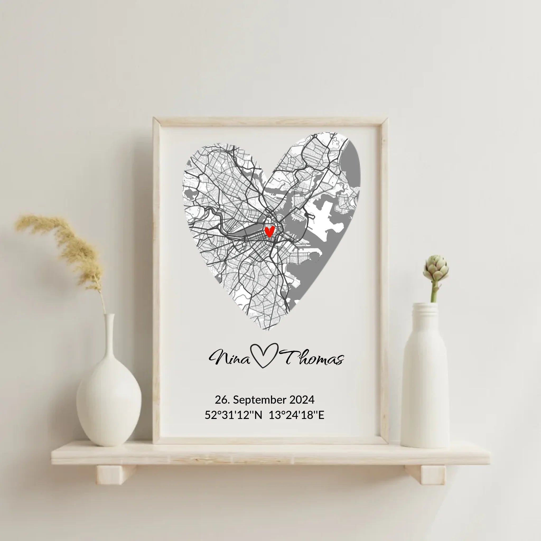 Stadtkarte mit Herzsymbol am Lieblingsort