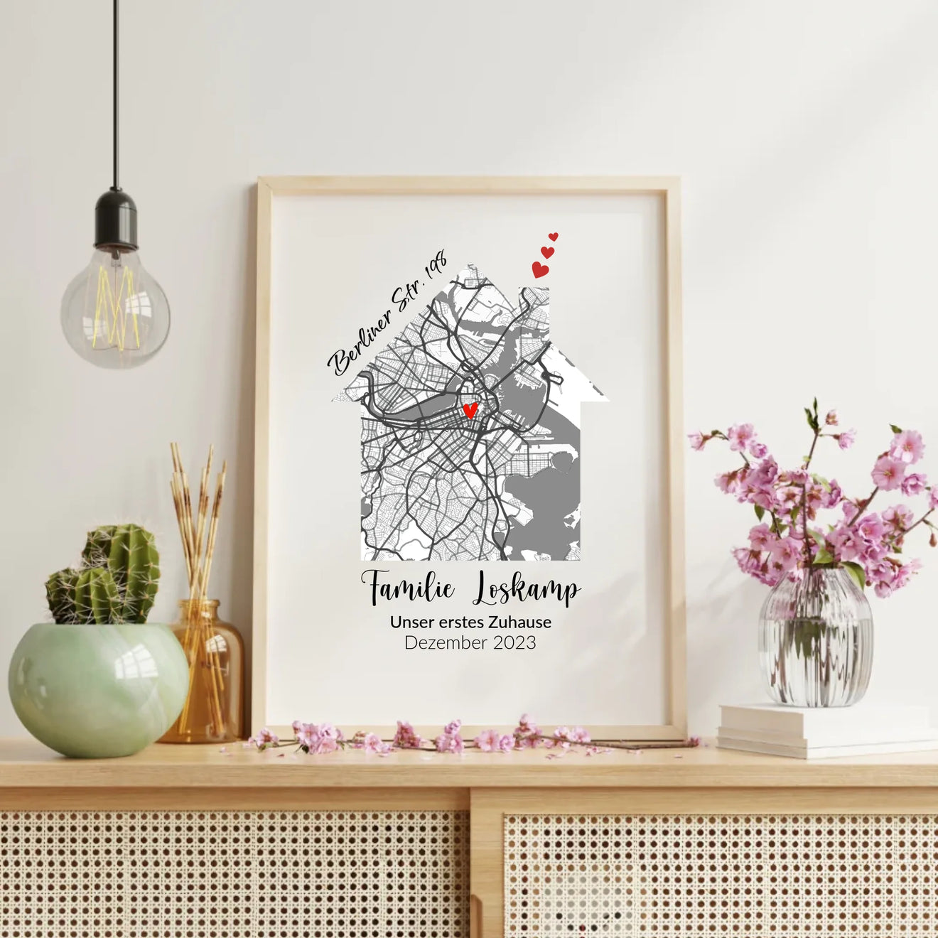 Geschenkfabrik24 präsentiert: Einzugsposter Stadtkarte mit individuellem Text