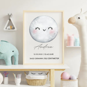 Detailansicht des Baby-Posters mit Name und Geburtsdaten