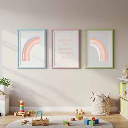 Regenbogen-Triptychon fürs Kinderzimmer