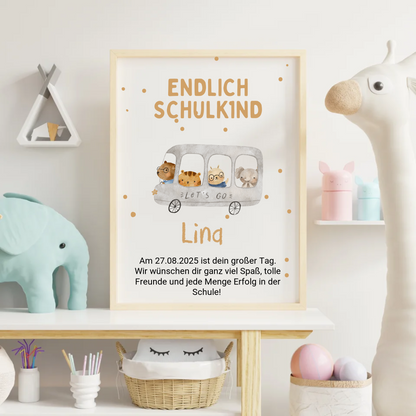 Personalisiertes Einschulungs-Poster „Endlich Schulkind“