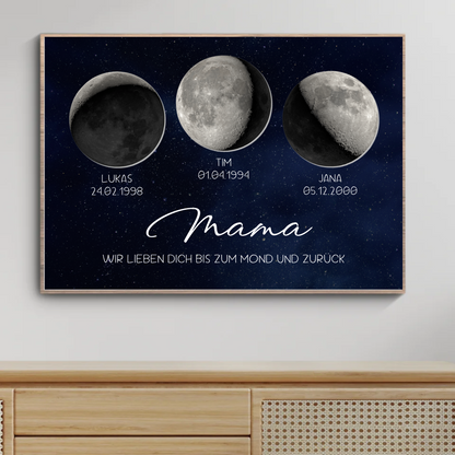 Personalisiertes Mondposter für Mama – Ich liebe dich bis zum Mond