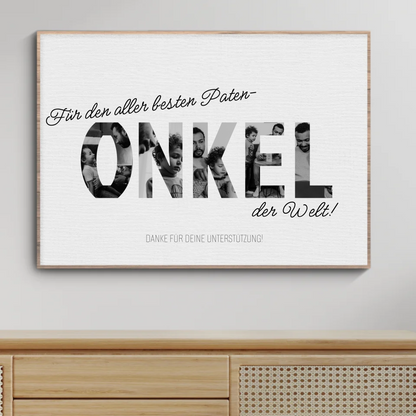 Personalisierbares Fotocollage-Poster für Patenonkel mit Familienfotos