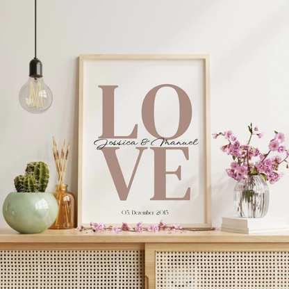 Personalisiertes LOVE Poster mit Namen & Datum