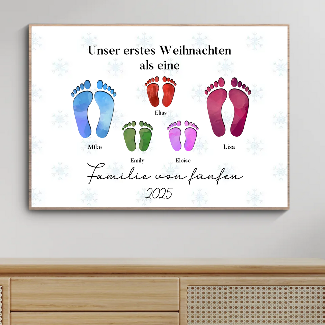 Personalisierbares Weihnachts-Fußabdruck-Poster für deine Familie