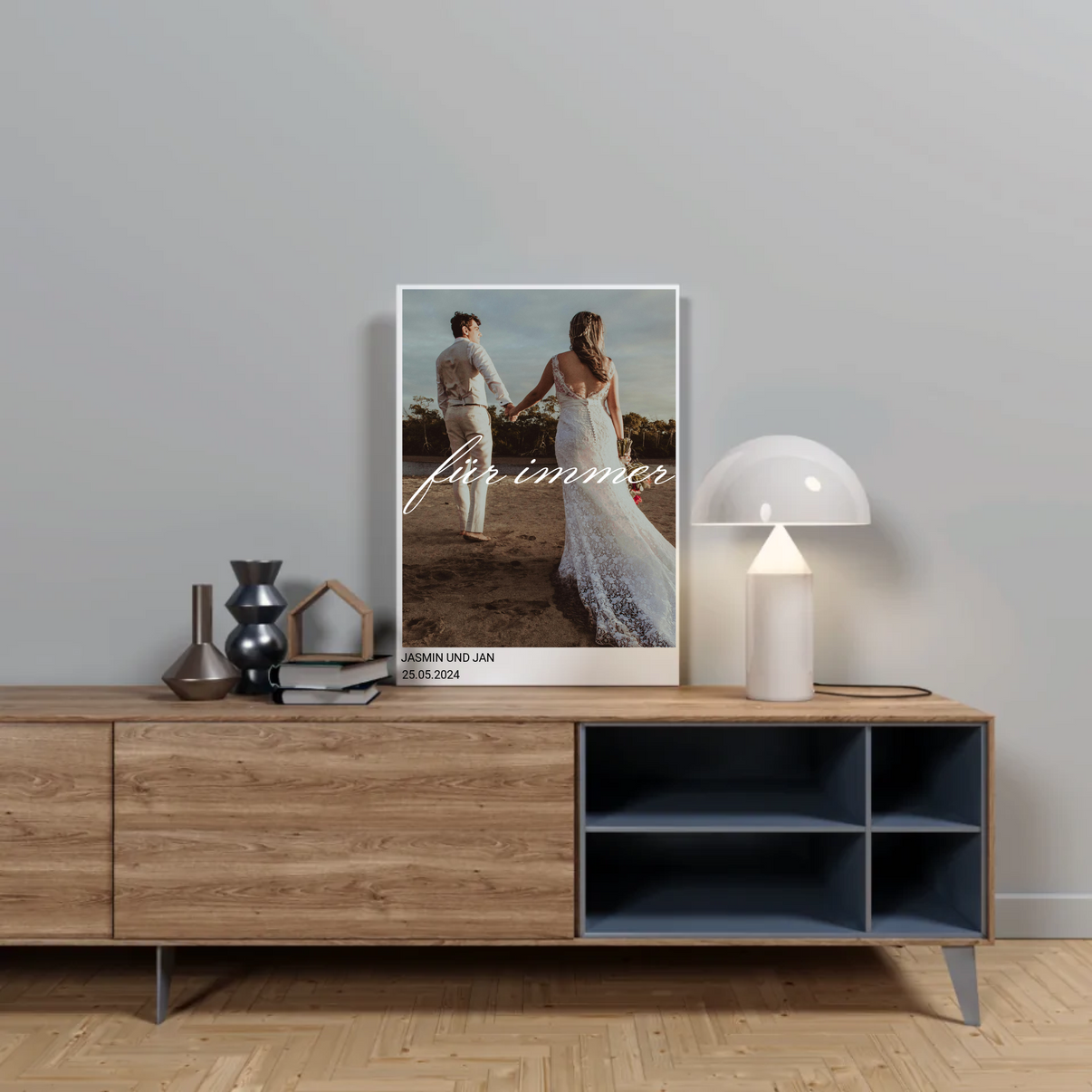 Personalisiertes 'Für immer' Hochzeits-Poster mit Foto eines Brautpaares