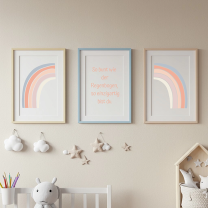 Regenbogen-Triptychon fürs Kinderzimmer