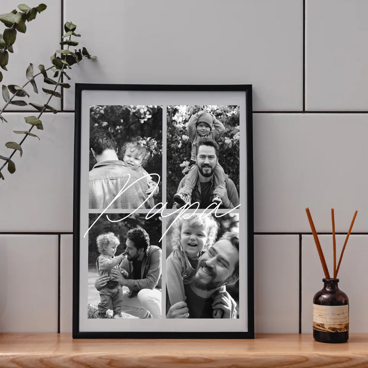 Modernes Fotoposter mit Vater und Kind Collage