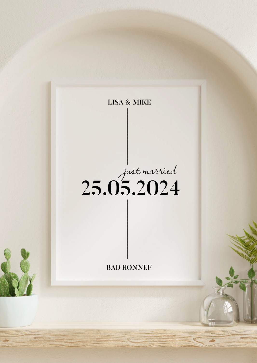 Personalisiertes 'Just Married' Poster – Hochzeitsdatum & Ort