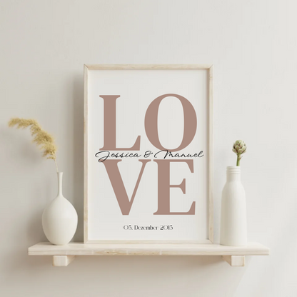 Personalisiertes LOVE Poster mit Namen & Datum