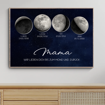 Personalisiertes Mondposter für Mama – Ich liebe dich bis zum Mond