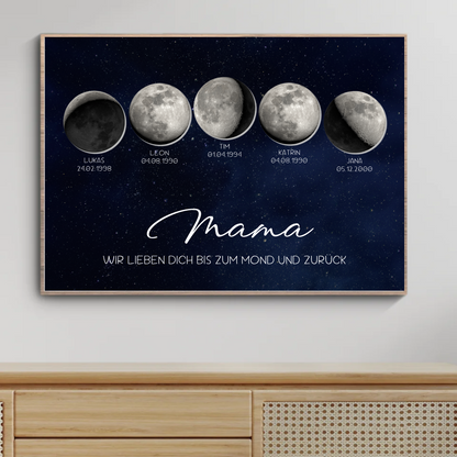 Personalisiertes Mondposter für Mama – Ich liebe dich bis zum Mond