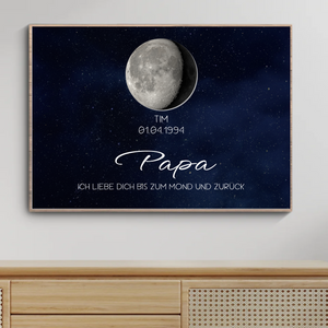 Personalisiertes Mond- & Sternenhimmel-Poster für Papa mit Name und Datum