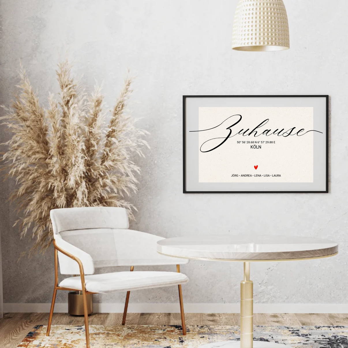 Personalisiertes Zuhause Poster mit Koordinaten und Familiennamen
