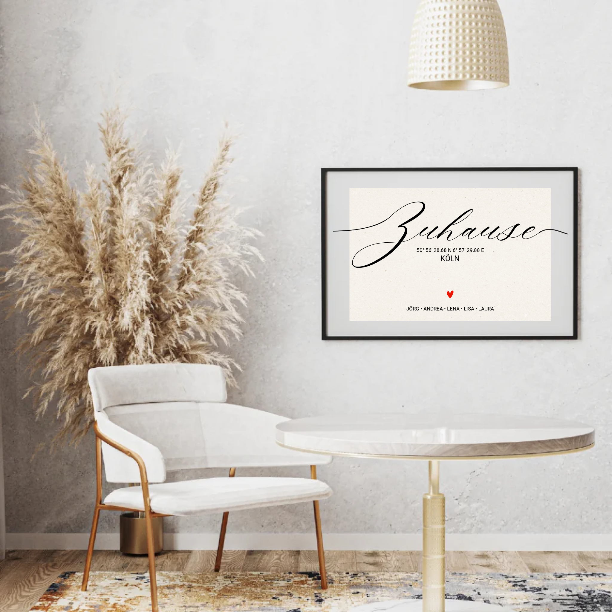 Personalisiertes Zuhause Poster mit Koordinaten und Familiennamen