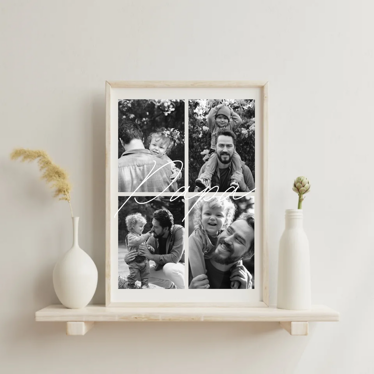 Detailansicht roter Schriftzug 'Papa' auf Fotocollage von Geschenkfabrik24