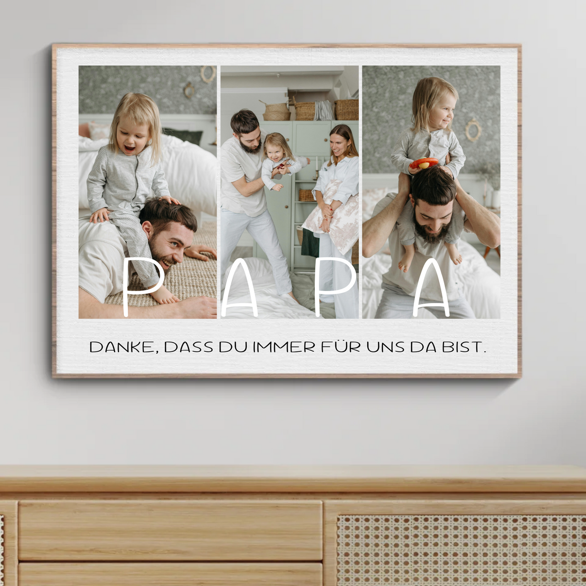 Personalisierter Fotocollagen-Poster für Papa mit drei Familienfotos