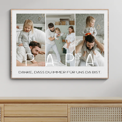 Personalisierter Fotocollagen-Poster für Papa mit drei Familienfotos