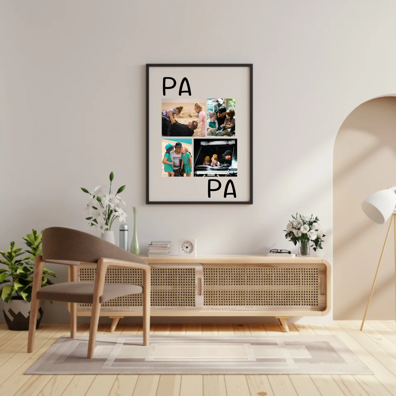 Mockup Collage-Poster mit Vater und Kindern im modernen Design