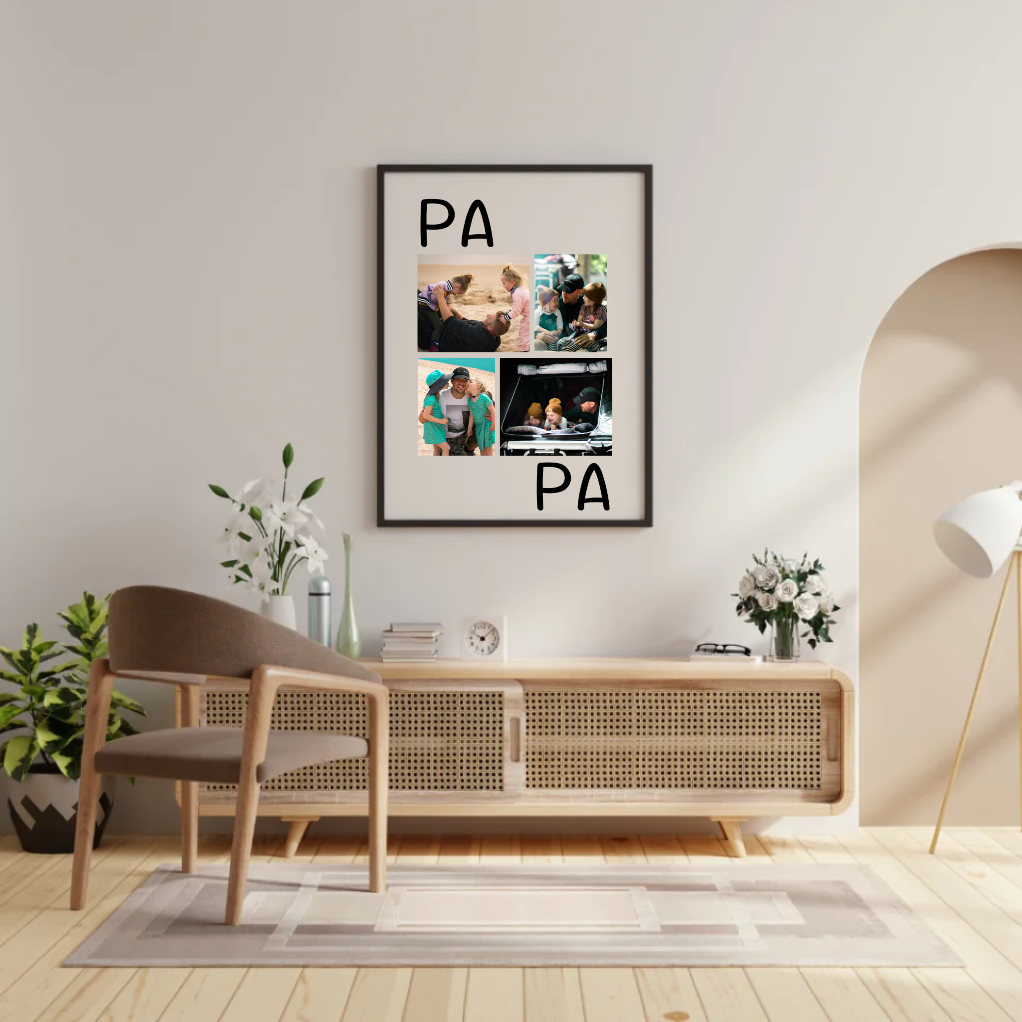 Mockup Collage-Poster mit Vater und Kindern im modernen Design