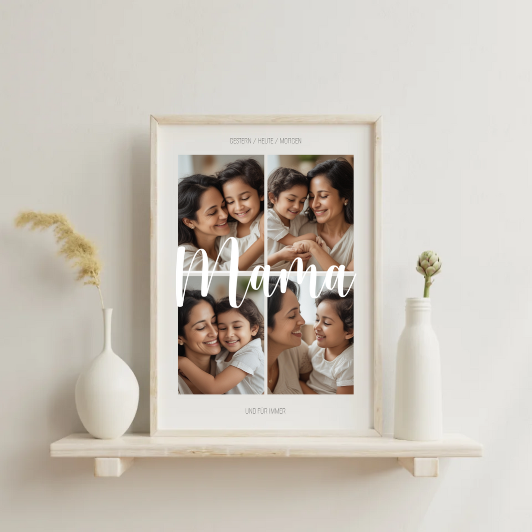 Personalisiertes Fotoposter 'Mama' - Einzigartige Fotocollage